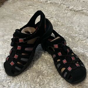 50%offw❤️ Privo Men's black and red  trim hiking sandals 8 leather S14